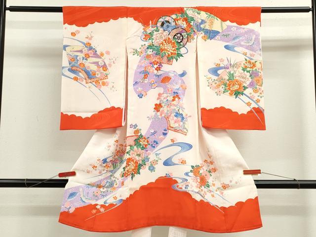 平和屋着物[]お宮参り　女の子　祝着　産着　初着　のしめ　鼓飛鶴吉祥花文　金彩　逸品　CAAZ7148ze