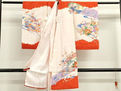 平和屋着物[]お宮参り　女の子　祝着　産着　初着　のしめ　鼓飛鶴吉祥花文　金彩　逸品　CAAZ7148ze