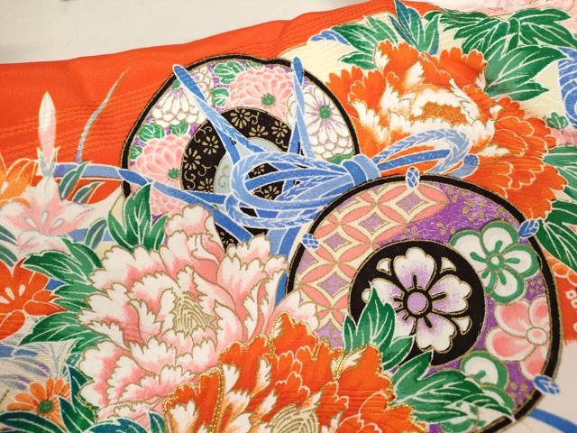 平和屋着物[]お宮参り　女の子　祝着　産着　初着　のしめ　鼓飛鶴吉祥花文　金彩　逸品　CAAZ7148ze