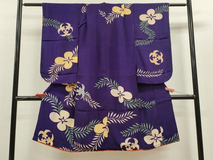 平和屋着物[]アンティーク　大正ロマン　七五三　女の子　７歳　祝着　四つ身　草花文　逸品　CAAZ7153ze