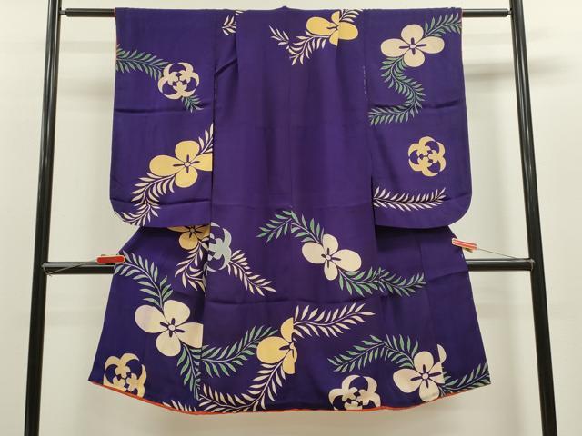 平和屋着物[]アンティーク　大正ロマン　七五三　女の子　７歳　祝着　四つ身　草花文　逸品　CAAZ7153ze