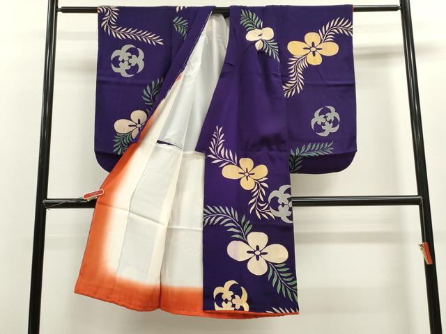 平和屋着物[]アンティーク　大正ロマン　七五三　女の子　７歳　祝着　四つ身　草花文　逸品　CAAZ7153ze