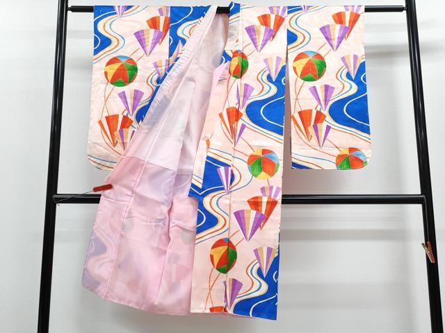 平和屋着物[]七五三　女の子　７歳　祝着　四つ身　鞠流水吉祥文　金彩　逸品　CAAZ7157ze