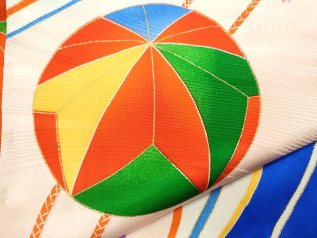 平和屋着物[]七五三　女の子　７歳　祝着　四つ身　鞠流水吉祥文　金彩　逸品　CAAZ7157ze