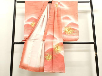 平和屋着物[]七五三　女の子　７歳　祝着　四つ身　駒刺繍　遠山舞花文　暈し染め　金彩　逸品　CAAZ7158ze