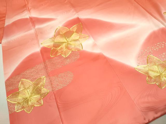 平和屋着物[]七五三　女の子　７歳　祝着　四つ身　駒刺繍　遠山舞花文　暈し染め　金彩　逸品　CAAZ7158ze