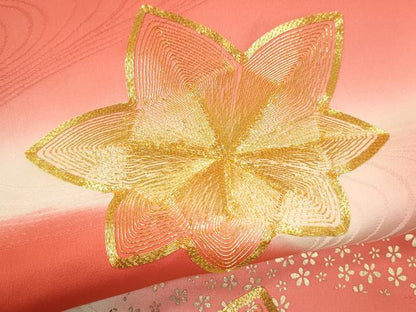 平和屋着物[]七五三　女の子　７歳　祝着　四つ身　駒刺繍　遠山舞花文　暈し染め　金彩　逸品　CAAZ7158ze