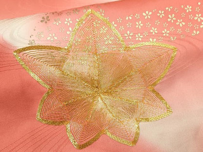 平和屋着物[]七五三　女の子　７歳　祝着　四つ身　駒刺繍　遠山舞花文　暈し染め　金彩　逸品　CAAZ7158ze