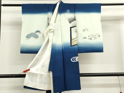 平和屋着物[]お宮参り　男の子　祝着　産着　初着　のしめ　鷹　屏風草花文　金彩　逸品　CAAZ7161ze