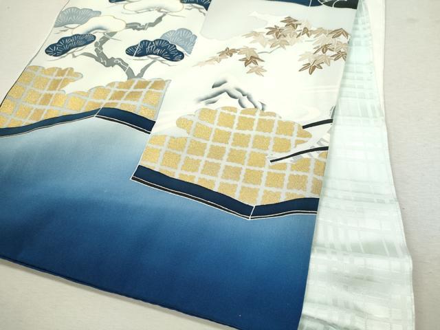 平和屋着物[]お宮参り　男の子　祝着　産着　初着　のしめ　鷹　屏風草花文　金彩　逸品　CAAZ7161ze