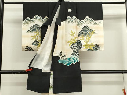 平和屋着物[]お宮参り　男の子　祝着　産着　初着　のしめ　刺繍　虎　立波笹文　金彩　逸品　CAAZ7162ze