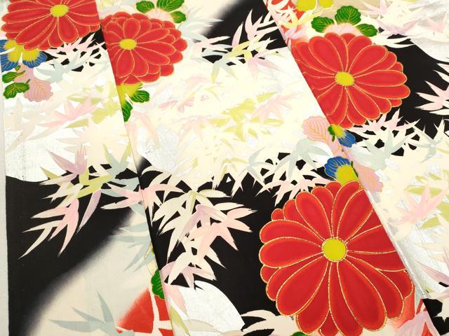 平和屋着物∵女の子　十三参り　子供　祝着　草花文　暈し染め　金銀彩　逸品　CAAZ7172ze