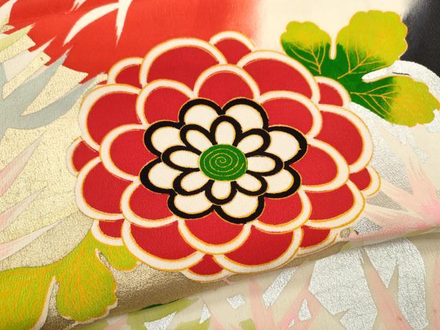平和屋着物∵女の子　十三参り　子供　祝着　草花文　暈し染め　金銀彩　逸品　CAAZ7172ze