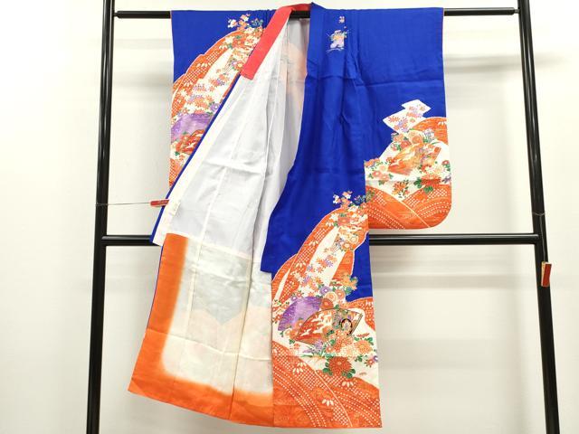 平和屋着物[]七五三　女の子　７歳　祝着　四つ身　地紙重ね飛鶴草花文　金彩　逸品　CAAZ7174ze