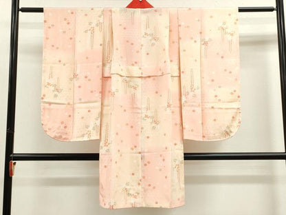 平和屋着物[]七五三　女の子　７歳　長襦袢　網目藤梅文　暈し染め　半衿刺繍　逸品　CAAZ7178ze
