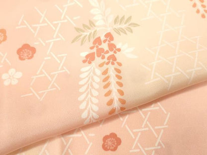 平和屋着物[]七五三　女の子　７歳　長襦袢　網目藤梅文　暈し染め　半衿刺繍　逸品　CAAZ7178ze