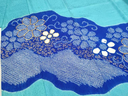 平和屋着物[]七五三　女の子　７歳　祝着　四つ身　袋帯セット　駒刺繍　絞り　花唐草文　金彩　逸品　CAAZ7182ze