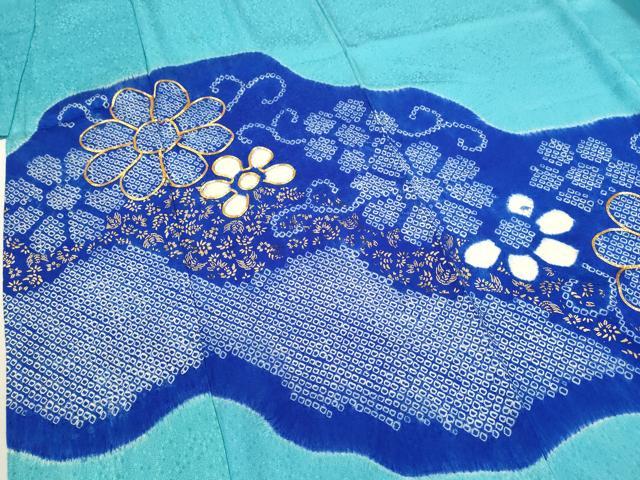 平和屋着物[]七五三　女の子　７歳　祝着　四つ身　袋帯セット　駒刺繍　絞り　花唐草文　金彩　逸品　CAAZ7182ze