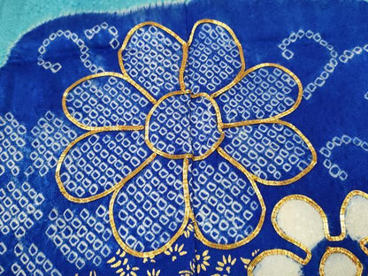 平和屋着物[]七五三　女の子　７歳　祝着　四つ身　袋帯セット　駒刺繍　絞り　花唐草文　金彩　逸品　CAAZ7182ze