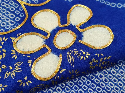 平和屋着物[]七五三　女の子　７歳　祝着　四つ身　袋帯セット　駒刺繍　絞り　花唐草文　金彩　逸品　CAAZ7182ze