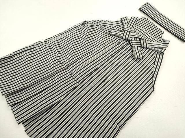 平和屋着物[]七五三　男の子　行灯袴・小物セット　縞　洗える着物　CAAZ7183ze
