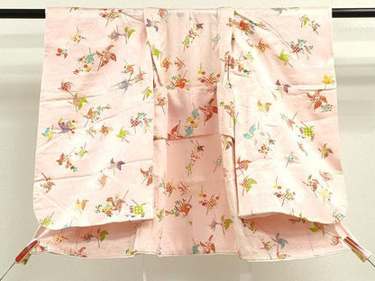 平和屋着物[]七五三　女の子　３歳　祝着　三つ身　風車　草花文　金彩　逸品　CAAZ7184ze