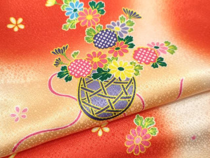 平和屋着物[]七五三　女の子　３歳　祝着　三つ身　長襦袢・被布セット　花籠舞蝶文　暈し染め　洗える着物　CAAZ7185ze
