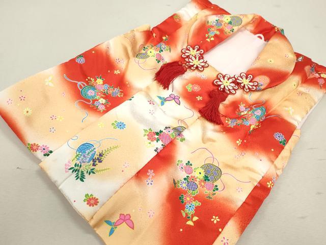 平和屋着物[]七五三　女の子　３歳　祝着　三つ身　長襦袢・被布セット　花籠舞蝶文　暈し染め　洗える着物　CAAZ7185ze