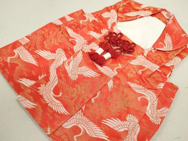 平和屋着物[]七五三　女の子　３歳　被布　飛鶴風景文　金糸　逸品　CAAZ7187ze