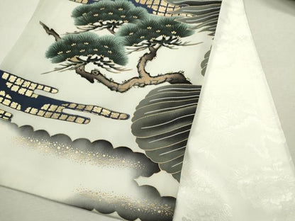平和屋着物[]お宮参り　男の子　祝着　産着　初着　のしめ　鷹人物風景文　暈し染め　金彩　逸品　CAAZ7189ze