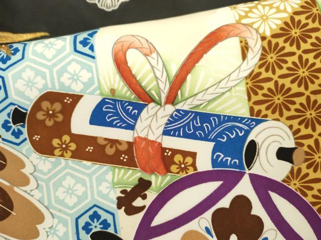 平和屋着物[]お宮参り　男の子　祝着　産着　初着　のしめ　刺繍　鷹　宝尽くし吉祥間道　黒地　逸品　CAAZ7191ze