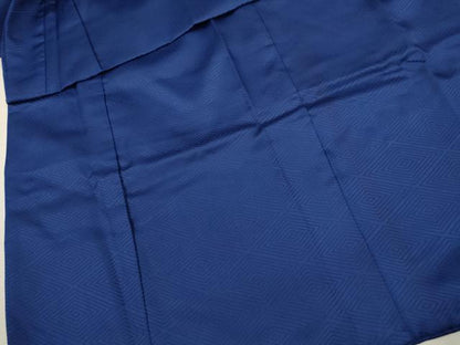 平和屋着物[]七五三　男の子　祝着・羽織・長襦袢・袴セット　駒刺繍　扇面青海波　紺色　洗える着物　CAAZ7198ze