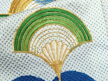 平和屋着物[]七五三　男の子　祝着・羽織・長襦袢・袴セット　駒刺繍　扇面青海波　紺色　洗える着物　CAAZ7198ze