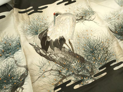 平和屋着物[]中国三大刺繍　相良刺繍　お宮参り　男の子　祝着　産着　初着　のしめ　手描き　鶴　枝松文　逸品　CAAZ7199ze
