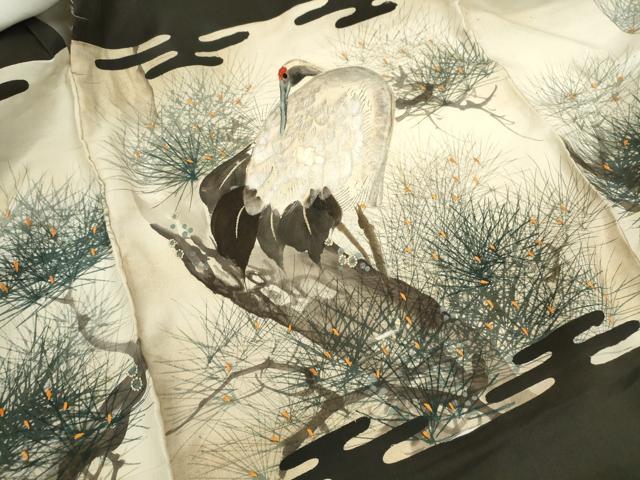 平和屋着物[]中国三大刺繍　相良刺繍　お宮参り　男の子　祝着　産着　初着　のしめ　手描き　鶴　枝松文　逸品　CAAZ7199ze
