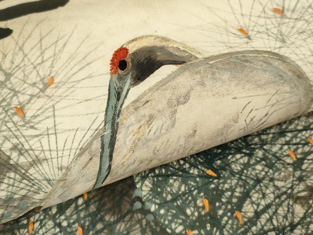 平和屋着物[]中国三大刺繍　相良刺繍　お宮参り　男の子　祝着　産着　初着　のしめ　手描き　鶴　枝松文　逸品　CAAZ7199ze