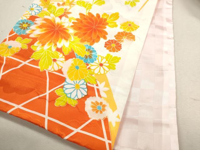 平和屋着物[]お宮参り　女の子　祝着　産着　初着　のしめ　刺繍　御所車草花文　金彩　洗える着物　CAAZ7200ze