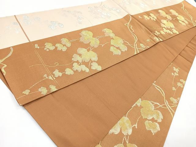 平和屋着物◎六通柄袋帯　草花文　万寿菊　金銀糸　正絹　逸品　CAAZ7210nb
