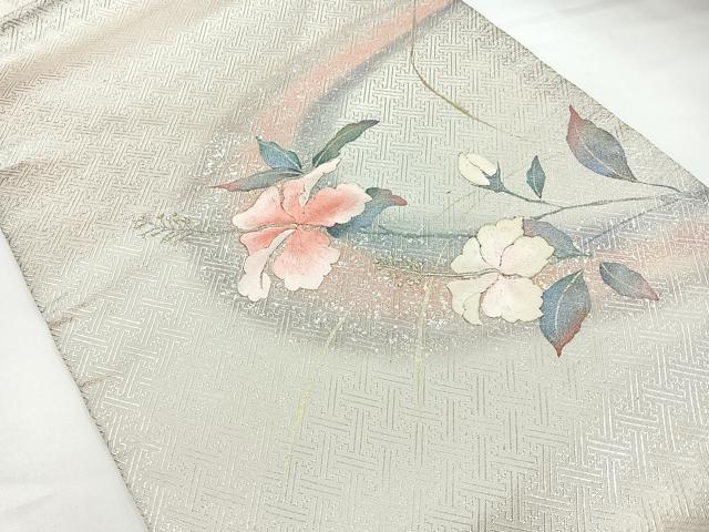 平和屋着物◎九寸名古屋帯 刺繍 枝花文 金銀彩 正絹 逸品 CAAZ7220nb