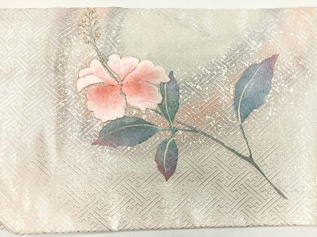 平和屋着物◎九寸名古屋帯 刺繍 枝花文 金銀彩 正絹 逸品 CAAZ7220nb