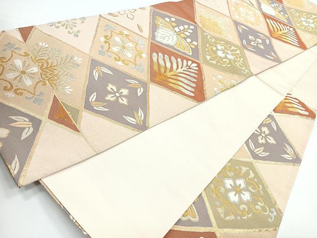 平和屋着物◎六通柄袋帯 花菱文 金銀糸 正絹 逸品 CAAZ7236nb