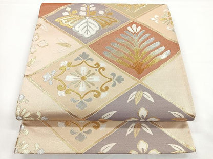 平和屋着物◎六通柄袋帯 花菱文 金銀糸 正絹 逸品 CAAZ7236nb