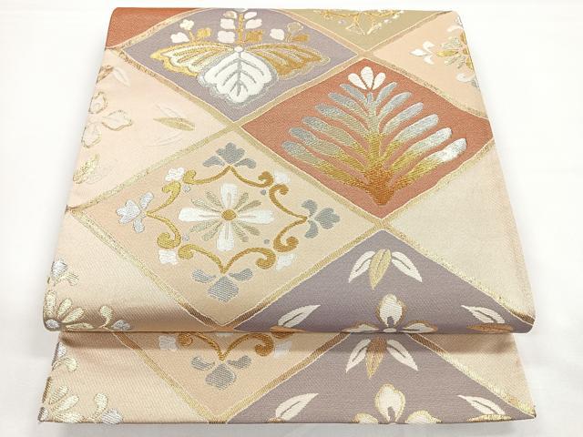 平和屋着物◎六通柄袋帯 花菱文 金銀糸 正絹 逸品 CAAZ7236nb