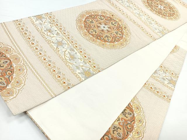 平和屋着物◎六通柄袋帯　横段正倉院花文　金銀糸　正絹　逸品　CAAZ7256nb