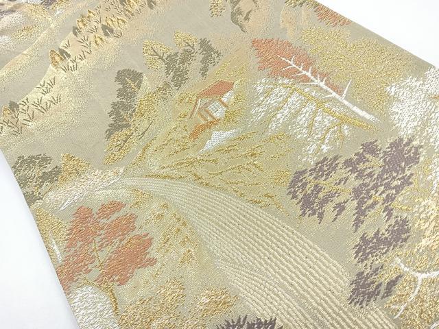 平和屋着物◎六通柄袋帯　風景文　金糸　正絹　逸品　CAAZ7257nb