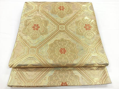 平和屋着物◎六通柄袋帯　蜀江花文　金糸　引箔　正絹　逸品　CAAZ7259nb