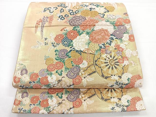 平和屋着物◎六通柄袋帯　花車文　金糸　正絹　逸品　CAAZ7265nb