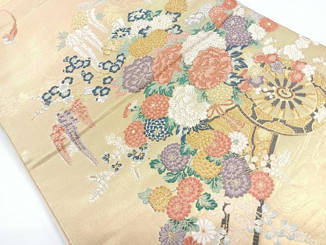 平和屋着物◎六通柄袋帯　花車文　金糸　正絹　逸品　CAAZ7265nb