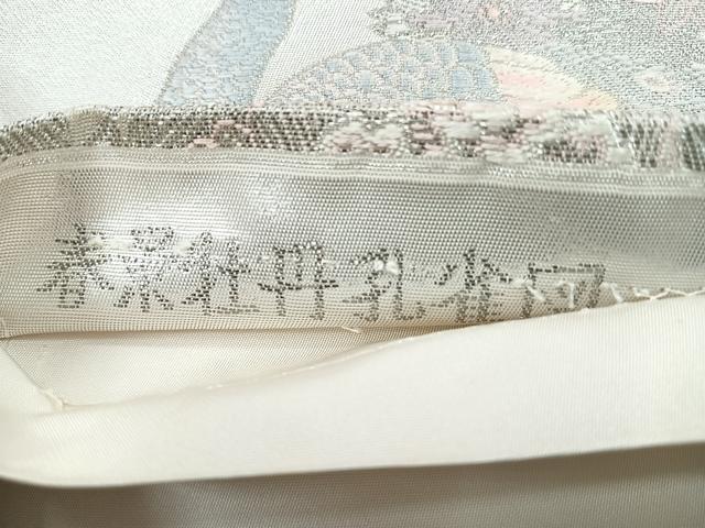平和屋着物◎六通柄袋帯　春景牡丹孔雀図　プラチナ箔　正絹　逸品　CAAZ7272nb