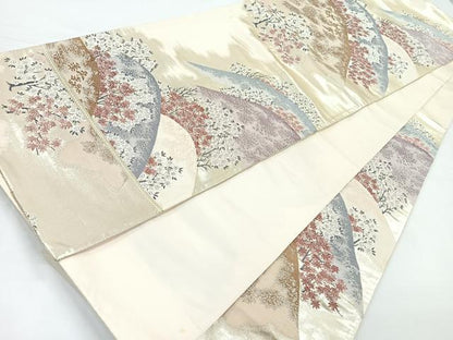 平和屋着物◎六通柄袋帯 唐織 遠山風景文 金糸 正絹 逸品 CAAZ7299nb